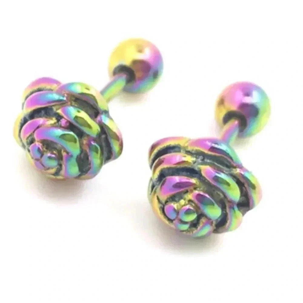 Fashion Rainbow Rose Flower  Stud Earrings/Piercing - NWOT
